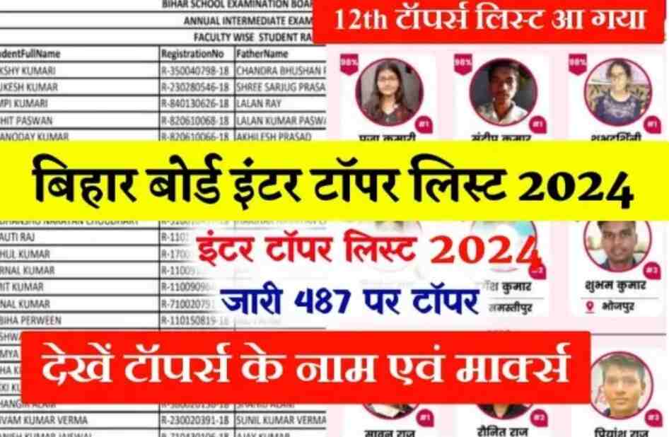 Bihar Board Inter Topper List 2024 : बिहार बोर्ड 12वीं के सभी टॉपर्स के नाम और उनके मार्क्स यहां देखें!
